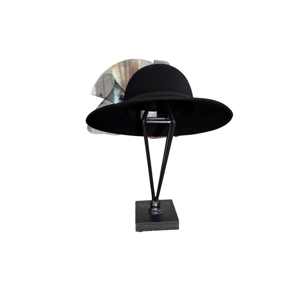 Elegant Black Lily & Lee‎ Wide Brim Church Hat with Veil Accent